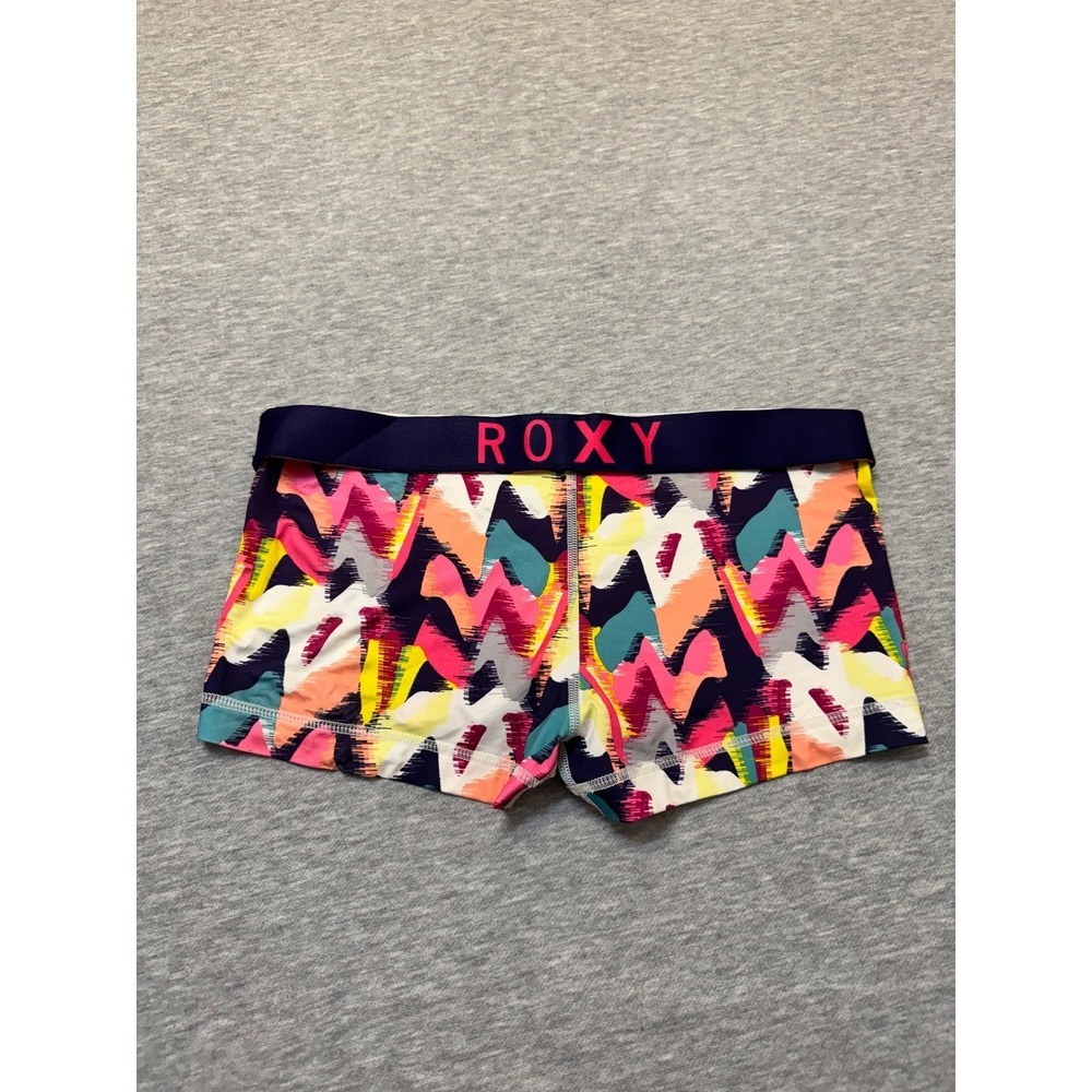Vintage Roxy Y2K Surf Swim Boy Shorts Neon Geometric Boardshorts Medium Retro